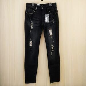 Sizzle Dark Denim Rhinestone/Sequin Jeans NWT